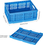 Heavy Duty Plastic Milk Crates for Storage, 4-Pack Stackable Storage Bins for Organizing, Collapsible Storage Basket with Handle for Groceries, Suitable for Home Office School Store, Blue