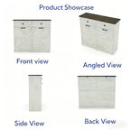 Farmhouse Dual Tilt Out Trash Can Cabinet, Holds 2 x 10 Gallon Bins Hidden Laundry Hamper Cabinet, with Hideaway Drawer Garbage Can Cabinet, Ideal for Kitchen & Laundry Room (Antique White)