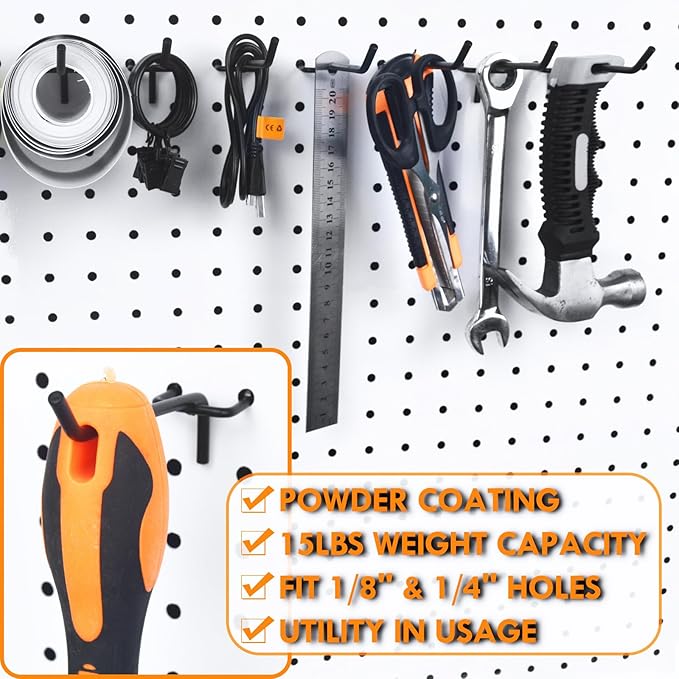 G.CORE Pegboard Hooks Accessories - 30pcs 4inch Metal Peg Board Tool Hangers, Fits 1/8 1/4 Pegs Slots, Pegboard Wall Organizer Shelving Racks, Hanging Display Storage Holders for Garage Craft Office