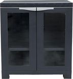 Sunnydaze Storage Cabinet with 2 Acrylic Glass Doors - Plastic Storage Cabinet - 25.5" H - Garage, Office, Home, Laundry Room