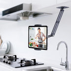 Extended Version Tablet Wall Mount Holder, 15" Aluminium Wall Mount for IPad with 360° Adjustable Rotating Base for iPad Pro Air Mini, Galaxy Tab, All 4.7-13" Phones and Tablets (Long Style)