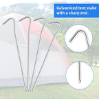 9" Tent Stakes, Heavy Duty Tarp Camping Stakes, Galvanized Metal Pegs for Outdoor Decorations, 40 PCS
