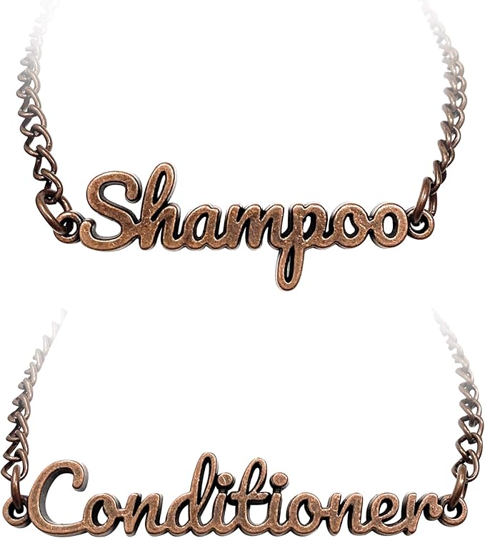Shampoo and Conditioner Dispenser Label Tags 2pcs Set (Bronze)