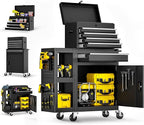 SILVEL 5-Drawers Rolling Tool Chest, Assembled Tool Box with Auto Locking System & Lockable Wheels & Sliding Drawers & Detachable Top, Tool Storage Cabinet for Garage Workshop
