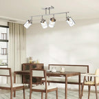 Yaohong 4-Light Track Lighting Kit Brushed Nickel Track Lighting Fixtures, Bathroom Wall Light Ceiling Mount Rotatable Spotlights, Kitchen Ceiling Light Fixtures with Glass Shade for Bathroom Hallway