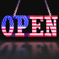 30"x10" Large LED Open Sign for Business - Unique Design super Bright Open Signs With chain - High Visibility for Stores, Bar, Hotel, Retail Shops,Window, Salon, Restaurant, Office (American Flag, 30x10)