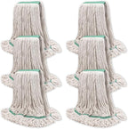 Commercial Heavy Duty Mop Heads Replacement: 6 Packs 20oz Industrial Wet Mop Head for Floor Cleaning - Commercial Products Looped End String Head Refills