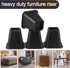 Bed Riser/Furniture Lift Bed/Bed risers/Furniture Lifter/Table risers/Frame Risers Create Under Bed Storage Heavy Duty for Furniture Height Adjustment (Black 4 Pack, 6 Inch)
