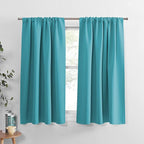 PONY DANCE Light Blocking Curtains - 54 inch Length Window Coverings Room Darkening Rod Pocket Thermal Insulated Curtain Panels for Living Room & Bedroom, 52 x 54 inches, Blue Mist, 2 Pieces