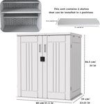 EHHLY Heavy Duty Small Storage Cabinet Outdoor Weatherproof, 14 Cuft Garage Storage Cabinet with 2 Adjustable Shelves, Lockable Kitchen Pantry Closer Organizer, 31Wx23Lx34H, Polar White