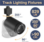 10W LED Black Track Lighting Heads, H Type Track Lighting Rail Ceiling Spotlight for Accent Task Wall Art Exhibition Lighting, and Wall Art Display Illumination 3000K-5700K, CRI90+ (6-Pack
