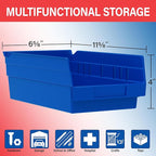 Akro-Mils 30130 Plastic Shelf Bins, Heavy Duty Storage Bins for Garage, Closet, and Drawer Organization, 12-Inch x 6-1/2-Inch x 4-Inch, Red, 12-Pack