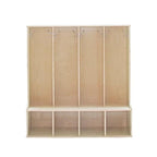 Factory Direct Partners 13139-NT Birch 4-Section Coat Locker with Bench, Storage Cubbies and Coat Hooks - Natural