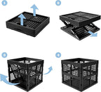 3-Pack Collapsible Plastic Storage Crates,Foldable Crates for Storage,16L (Black)