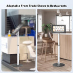 AboveTEK Anti-Theft iPad Floor Stand Kiosk, Height Adjustable Tablet Stand with Locking Enclosure, Heavy-Duty Floor Tablet Stand for 12.9–13" iPad Pro/Air & 12.4" Galaxy Tab S, Retail & POS Use