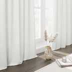 Nanspring Off White Linen Blend Semi Sheer Curtains 86 Inches Long 2 Panel Set Pocket Back Tab Light Filtering Decorative Decor Curtain Drapes for Bedroom Living Room 52x86
