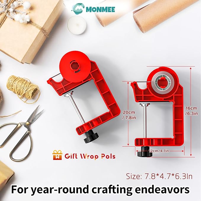 Tabletop Gift Wrapping Tool with Tape Dispenser–2 Pack Adjustable Wrapping Paper Table Clamps with 2 Tapes–Perfect for Christmas, Holidays, and Crafting