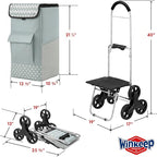 Shopping Cart, Super Loading Stair Climber 220 lbs Capacity, Grocery Foldable Trolley with Extra Large Shopping Bag Laundry Utility Cart with Adjustable Bungee Cord (Gray)