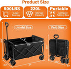 Wagons Carts Foldable — Heavy Duty Collapsible Wagon for Groceries, Apartment Moving & Storage Wagon cart with Wheels Foldable,Portable Folding Wagon for Yard Work, Travel, Shopping,Picnic & Pets