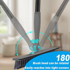 Grout Brush with Long Handle V Shape Floor Scrub Brush Stiff Bristle Grout Scrubber for Cleaning Bathroom Garage Kitchen Wall Tub Tile (1, Grey)