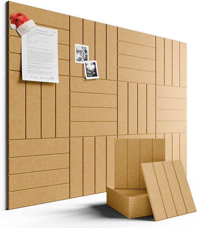 Large Felt Bulletin Board 48" x 36" Cork Board Alternative-12 Pack with 70 Safe Removable Adhesive Tabs, Cork Boards for Walls for Home Office Classroom Pin Board-Mustard Yellow