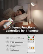 EZVALO LED Wall Mounted Lights, 5500mAh Rechargeable Wall Light Wall Sconces Lamp, 3 Color Temps & Remote and Touch Control, 360°Rotation Dimmable Cordless for Bedroom Reading Study Bedside (White)