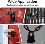 Heavy Duty Weather-Resistant Padlock with Chain, Anti-Theft Advanced Hardened Security Chain Lock for Fences, Backyard Gates, Motorcycles, Bicycles, Outdoor Furniture (Lock+Chain)