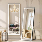 Kosmonia 71x24 Full Length Mirror, Dimmable 3 Color LED Light w/Light Memory, Distortion Free Silver Coating Mirror, HD Reflection &Anti Desilvering,Tempered Glass &Shatter Proof Film Doubles Safety