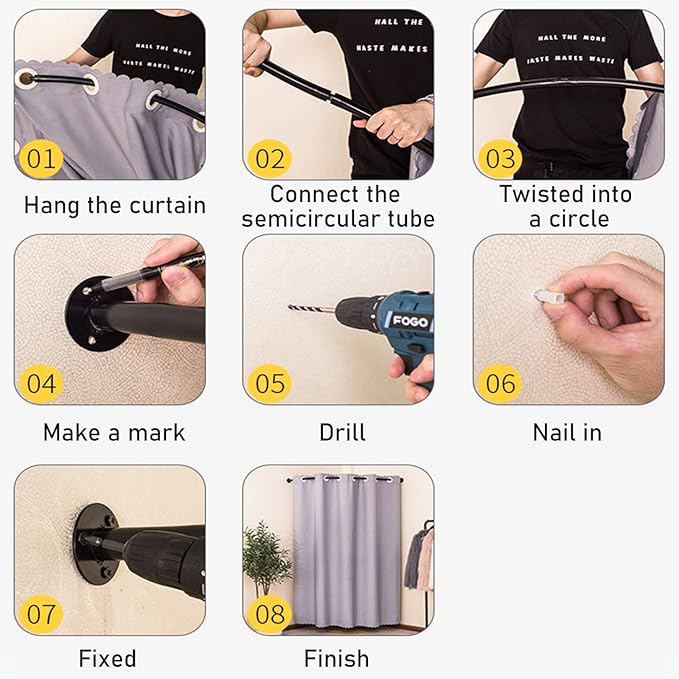 Fitting Room for Boutique, Portable Dressing Room Clothing Store, U-Shap Changing Room with Shading Curtain Privacy Screen for for Retail Store Kiosk Shop (Size:80x85x200cm,Color:Black)