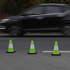 Fluorescent Orange/Green PVC Traffic Cones, Heavy Black Base Parking Lot Cone Structurally Stable Weatherproof Road Construction Safety Cones (8, Green, 12" Small)