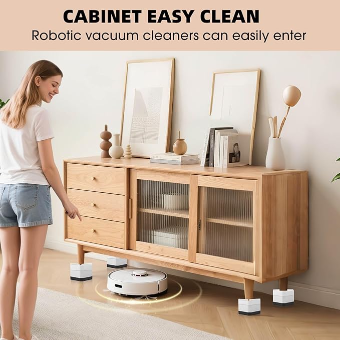 Furniture Risers Bed Risers - Rectangular Adjustable Block Riser for Raising 1.5-3 in. & 4.3 in. Beds, Tables, Sofas, Refrigerators, Washers - Up to 4,000 Pounds (White, Two Layers 3inches)