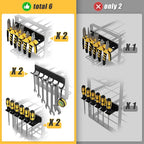 Power Tool Organizer Wall Mount, 4-Tier Tool Storage Rack with 8 Drill Holders, 200LBS Load Heavy Duty Cordless Tool Shelf for Garage Organization, Gift for Men