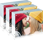ILYXY 3 Pack Acrylic Frame 5x7, 20% Thicker, 24mm Thick Frameless Clear Picture Frame, Double Sided Magnetic Photo Frame, Free Standing Desktop Display Stand Acrylic Picture Frames