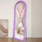 Fluffy Mirror Cover - 64"x21" Full Length Stretch Universal Ultra Soft Non-Slip Cover Warm Home Decor for Bedroom Cloakroom, Gift for Girls