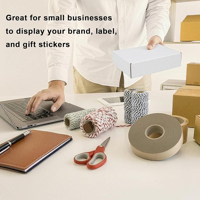 MEBRUDY 8x6x2 Inches Small Shipping Boxes Pack of 50, White Corrugated Cardboard Mailer Boxes for Packaging Small Business