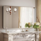 55"x 30" Silver Bathroom Mirror - Aluminum Framed Wall Mirror, Bathroom Wall Mounted Vanity Mirror, Bedroom, Living Room Wall Mirror, Hang Horizontally or Vertically