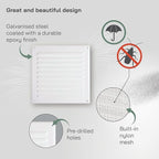 Vent Systems - 8 x 8 Inch (Inner) White Metal Square Soffit Air Vent Grille Cover, Register Vent Deflector Louver Built-in Mesh HVAC for Bathroom Home Office Kitchen 10" x 10" (Outer)