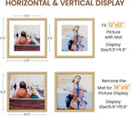 Natural Oak 16x16 Picture Frames Mat to 12x12 Picture Display,Original Wood Handcrafted Poster Frame,Wooden Frame 16x16 with Tempered Glass Graduation Family Wedding Photo Wall Mounted