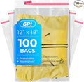 12" x 18" Self Seal Resealable Poly Bags - Case of 100, Peel & Seal Reclosable Polybags with suffoaction Warning and Adhesive Strip for Packaging & Shipping Clothes, Shirts & More - GPI