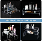 6PCS Acrylic Display Risers, 12'' Large Acrylic Risers Display Stands,Tiered Shelves for Gemstone, Curio, Figurines, Collectibles and Home Deco