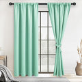JIUZHEN Blackout Curtains for Bedroom– Thermal Insulated,Noise Reducing Room Darkening Privacy Drapes for Living Room, Set of 2 Panels with Tiebacks, 42 x 84 inch Long, Mint Green