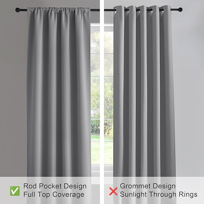 PONY DANCE Blackout Curtain Panels 84 inches Length - Thermal Insulated Privacy Room Divider Drapes for Doorway Closet Storage Room Patio Door Bedroom,W 70 x L 84, Silver Grey, 2 Panels