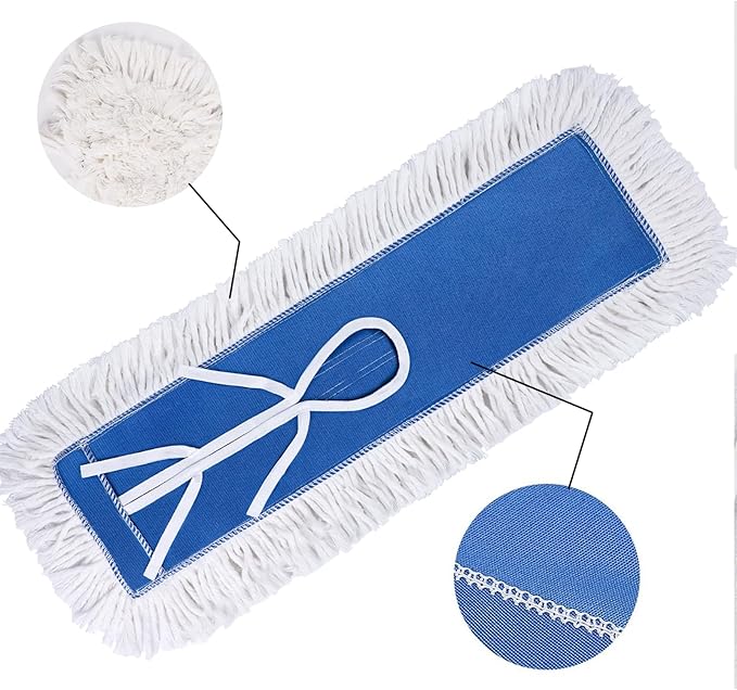 3 Pack 24 Inch Industrial Cotton Dust Mop Head Refill, Dust Mop Replacement Head for Commercial & Home Use, Heavy Duty Replacement for Office & Industrial Use, Machine Washable (3PC-24 inch)