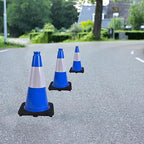 8 Pack 18 Inch Blue Durable Training Cones with Black Base, Playground Boundary Markers, School Events, Driveway Safety, Sports Use (8, Blue, 18 Inch)