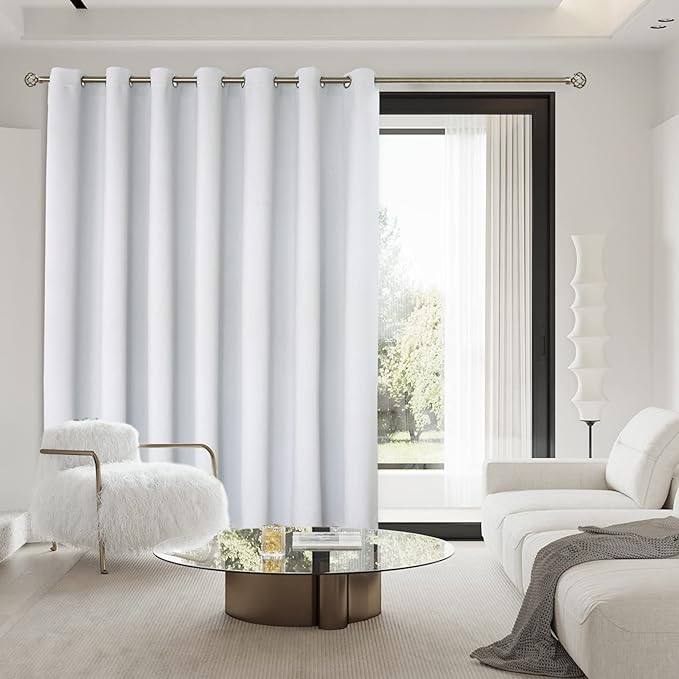 BGment Large Room Darkening Blackout Curtains Fashion Sliding Door Curtain 120 X 96 Inches, Wide Thermal Room Divider Window Curtain, 1 Panel, Greyish White, 96 Length X Wide 120