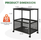 Rolling File Cart, Mobile File Cabinet with Wheels Hanging Files, Filing Cabinet Organizer Printer Stand File Organizer Fit Letter Size for Home Office, Black