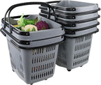Saedy Shopping Baskets with Handles Set of 6, 50 L Plastic Laundry Basket on Wheels