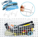 G.CORE 2 Pack Large Pegboard Baskets, Metal Shelves Hooks to 1/8" 1/4" Peg Boards, Peg Board Baskets Bins Set - Organize Tools Workbench Accessories Garage Storage Wall Mount Organizer Attachments
