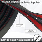 Edge Trim, 1/16" Rubber Edge Trim, Flexible Self Adhesive U Channel Edge Guards, Edge Protector for Sharp Edge, Sheet Metal and Car Doors, Peel and Stick Auto Door Guard, Black Color, 10Ft