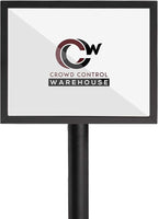 Crowd Control Warehouse Pedestal Standing Floor Sign Frame with Sloped Base, 8.5x11 Inch Horizontal, Black Powder Coated Steel
